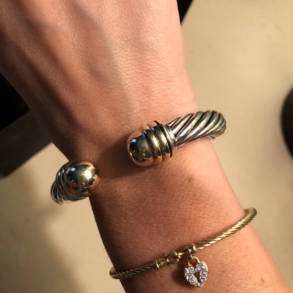 David Yurman Gold/Diamond Heart Lock Bracelet